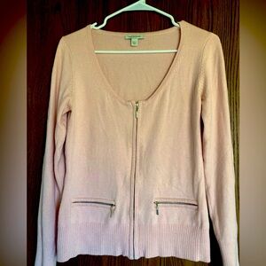 Boston Proper Powder Pink Zip-up Cardigan, size S.